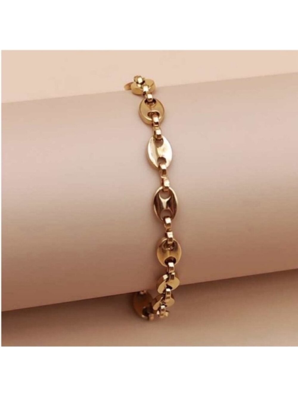 New! Gold Coffee Bean Link Chain Bracelet (3005) NWOT